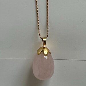 Addison Weeks Rose-Quartz Egg Pendant on 24K Gold-Plate Chain Necklace